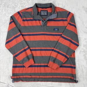 LL Bean Striped Rugby Shirt Heavy Cotton Polo Size L Traditional Fit Preppy Ivy
